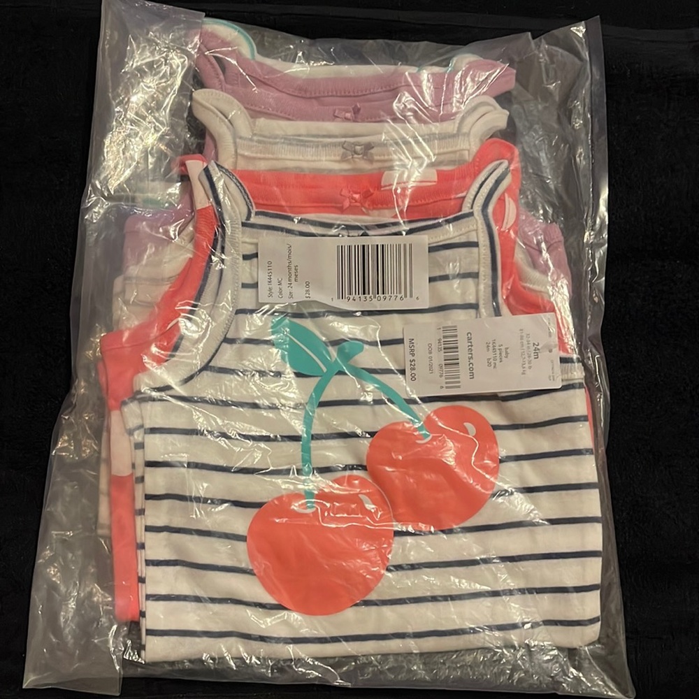 24m spaghetti strap onesies. Bright colors for summer! 5 pieces! NWT.
